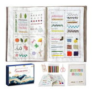 Detailed information about the product DIY Stitch Book, Embroidery Stitch Book on Linen Fabric, Comprehensive Guide with Various Patterns, Contains Multiple Sewing Tools
