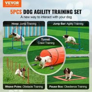 Detailed information about the product Dog Agility Training Equipment 5 PCS Combination Set with Hurdles Tunnel