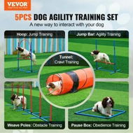 Detailed information about the product Dog Agility Training Equipment 5 PCS Set Upgrade w/ Hurdles Extended Tunnel