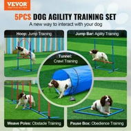 Detailed information about the product Dog Agility Training Equipment 5 PCS Set with Hurdles Tunnel Jump Ring