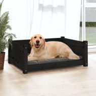 Detailed information about the product Dog Bed Black 75.5x55.5x28 cm Solid Pine Wood