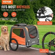 Detailed information about the product Dog Bike Trailer, Supports up to 30 kg, Pet Cart Bicycle Carrier, Easy Folding Frame with Quick Release Wheels, Universal Bicycle Coupler, Reflectors, Flag, Collapsible to Store, Orange/Gray