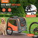 Dog Bike Trailer, Supports up to 30 kg, Pet Cart Bicycle Carrier, Easy Folding Frame with Quick Release Wheels, Universal Bicycle Coupler, Reflectors, Flag, Collapsible to Store, Orange/Gray. Available at Crazy Sales for $289.95