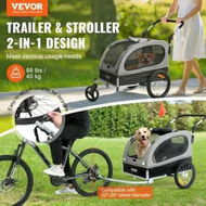 Detailed information about the product Dog Bike Trailer, Supports up to 40 kg, 2-in-1 Pet Stroller Cart Bicycle Carrier, Easy Folding Cart Frame with Quick Release Wheels, Universal Bicycle Coupler, Reflectors, Flag, Black/Gray