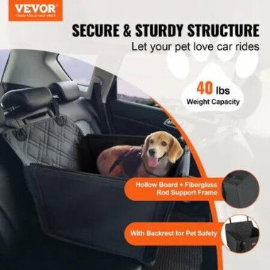 Dog Booster Car Seat Pet Car Seat for S M L Dogs up to 18.1 kg Black