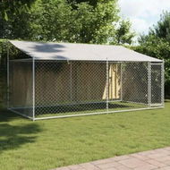 Detailed information about the product Dog Cage with Roof and Door Grey 4x2x2 m Galvanised Steel