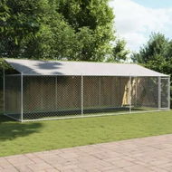 Detailed information about the product Dog Cage with Roof and Door Grey 6x2x2 m Galvanised Steel