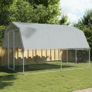 Detailed information about the product Dog Cage with Roof and Door Silver Galvanised Steel