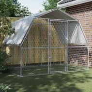 Detailed information about the product Dog Cage with Roof and Door Silver Galvanised Steel