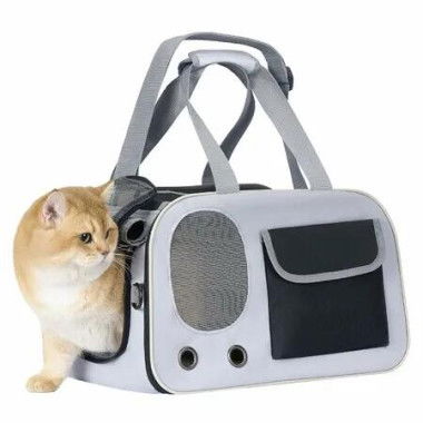 Dog Carrier Collapsible Pet Carrier with Sturdy Base,Roll-up Curtain and Large Storage Bag,Cat Bag for Medium Cats and Small Dogs