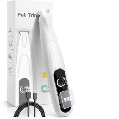 Dog Grooming Trimmer with LED Display, 35dB Ultra Low Noise Clippers, Cordless Dog Hair Trimmer for Paws, Ears, Face, Rump with LED Light, White
