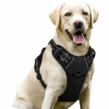 Dog Harness No-Pull Pet Harness Adjustable Outdoor Pet Vest 3M Reflective Oxford Material Vest for Dogs Easy Control for Small Medium Large Dogs Black L