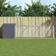 Detailed information about the product Dog House with Run Anthracite 110x405x110 cm Galvanised Steel