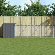 Detailed information about the product Dog House with Run Anthracite 110x609x110 cm Galvanised Steel