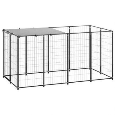 Dog Kennel Black 2.42 mÂ² Steel