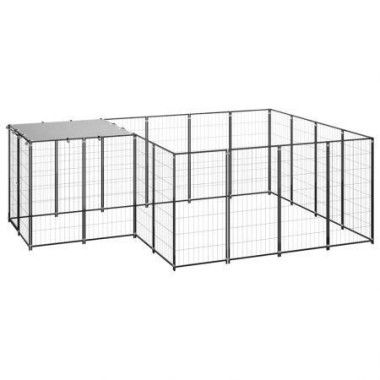 Dog Kennel Black 6.05 mÂ² Steel