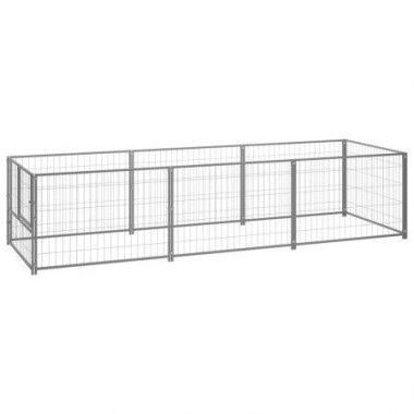 Dog Kennel Silver 3 mÂ² Steel