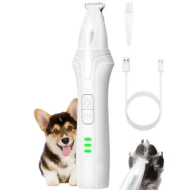 Dog Paw Trimmer with LED Light 2 Speed Low Noise Paw Trimmers for Dog Feet,Cordless Electric Dog Clippers for Grooming Cat Hair Shaver for Paws,Ears(White)
