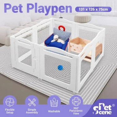 Dog Pet Cat Kennel Cage Enclosure Crate Safety Gate Fence Whelping Box Barrier Indoor Outdoor Kitten Puppy Furniture 8 Panels 75cm Tall