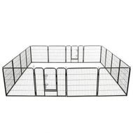 Detailed information about the product Dog Playpen 16 Panels Steel 80x80 Cm Black