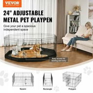 Detailed information about the product Dog Playpen, 8 Panels Foldable Metal Dog Exercise Pen with Bottom Pad, 24' H Pet Fence Puppy Crate Kennel with Ground Stakes, Indoor Outdoor Dog Pen for Small Medium Pets, for Camping, Yard