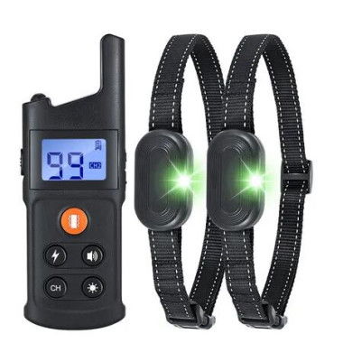 Dog Shock Collar Remote Training Collar with Removable Prongs,Beep Vibration Shock IPX7 Waterproof, Rechargable Keypad Lock for 2 Dogs