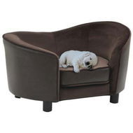 Detailed information about the product Dog Sofa Brown 69x49x40 Cm Plush And Faux Leather