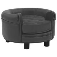 Detailed information about the product Dog Sofa Dark Grey 48x48x32 cm Plush and Faux Leather