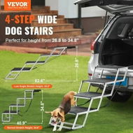 Detailed information about the product Dog Stair for Cars 4-step Folding Dog Steps Aluminum Loads up to 250 lbs, Foldable 26.8-34.8 in Adjustable Height