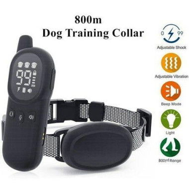 Dog Training Collar Electric Waterproof Pets Remote Control Rechargeable Training Dog Collar With Shock Vibration Sound Color Black