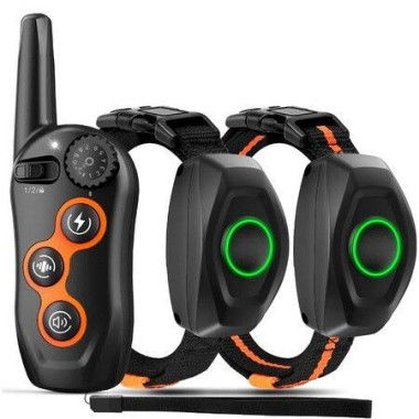 Dog Training Collar for 2 Dogs,IPX7 Waterproof Shock Collar with Remote Range 1300ft,3 Training Modes,Beep,Vibration,Shock,Rechargeable Electric Shock Collar