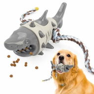 Detailed information about the product Dog Treat Dispensing Toy,Shark Shaped Puzzle Slow Feeder Toy Interactive Dog Chew Rope Teeth Cleaning Toys for Indoor Outdoor Dogs Puppy-Grey