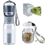 Detailed information about the product Dog Water Bottle with Food Container, Travel Puppy Water Bowl, Portable Pet Dispenser, Cat Walking and Hiking Dog Gift (Grey)