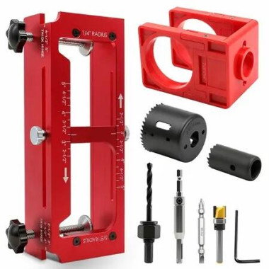 Door Hinge & Lock Installation Jig, Aluminum Router Template, 2.5â€“5 Square /1/4/5/8 Radius Mortising Tool for Knobs & Deadbolts