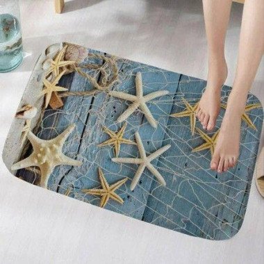 Doormat Floor Carpet Rug 3D Starfish Printed Rubber Backing Non-Slip Water Absorption For Bathroom Bedroom Living Room Kitchen Porch Stairs (50*80CM)
