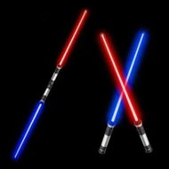 Detailed information about the product Double Bladed Laser Sword Light Saber Toy for Kids with Motion Sounds 7 Colour Changing 26 Inch Party Set 2 Pack