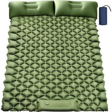 Double Camping Sleeping PadInflatable Camping Pad Foot Press Ultralight 2 Person Camping Mat With Pillow For Camping Hiking Traveling Backpacking Tent