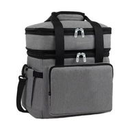Detailed information about the product Double Deck Lunch Bag,18L Insulated And Leakproof,With Shoulder Strap,Perfect For Office,School,Outdoor,Picnic Color Grey