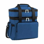 Detailed information about the product Double Deck Lunch Bag,18L Insulated And Leakproof,With Shoulder Strap,Perfect For Office,School,Outdoor,Picnic Color Navy Blue