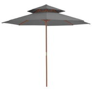 Detailed information about the product Double Decker Parasol With Wooden Pole 270 Cm Anthracite