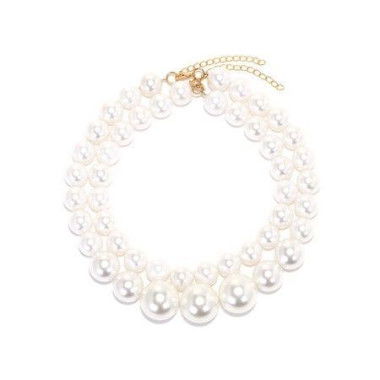 Double-Layered Pearl Collarbone Chain Baroque Style Imitate Faux Pearl Necklace