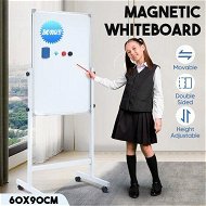 Detailed information about the product Double Sided Interactive Whiteboard Magnetic Mobile White Board Dry Erase Casters Stand 60cmx90cm Height Adjustable