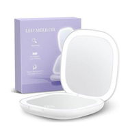 Detailed information about the product Double sided Rechargeable Travel Makeup Mirror with Lights and Magnification 10X for Purse White