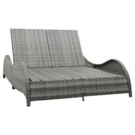 Detailed information about the product Double Sun Lounger with Cushion Poly Rattan Anthracite