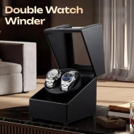 Detailed information about the product Double Watch Winder Automatic Watches Rotating Winding Box Display Case Auto Wristwatch Rotator Holder Storage Quiet Motor USB Power Black PU Leather