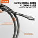 Drain Cleaning Cable 66 FT x 5/8 Inch Professional Sectional Drain Cleaner Cable with 7 Cutters for 0.8' to 3.9' Pipes Hollow Core Sewer Drain Auger Cable. Available at Crazy Sales for $129.95