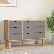 Detailed information about the product Drawer Cabinet OTTA Brown&Grey 111x43x73.5 cm Solid Wood Pine