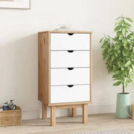 Detailed information about the product Drawer Cabinet OTTA Brown&White 45x39x90cm Solid Wood Pine