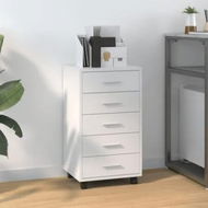 Detailed information about the product Drawer Cabinet with Castors High Gloss White Engineered Wood