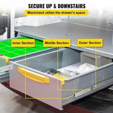 Drawer Slides, 1 Pair 42 Inch Heavy Duty Drawer Slides, Ball Bearing Side Mount Drawer Hardware Slides, 500 LBS Load Capacity 3-Section Full Extension Drawer Slides for Smooth Slide, Less Noise